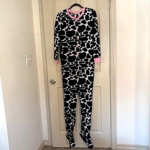 Black and White Cow Print Onesie with Pink Accents size Medium